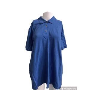 Gildan Women's Size XL Polo Shirt Blue Ultra Cotton Short Sleeve 3 Button Top